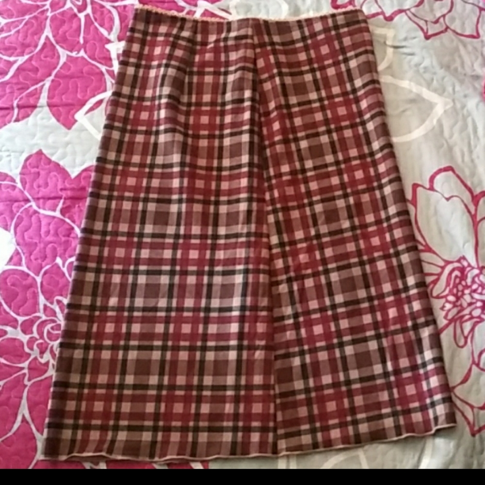 Plaid midi skirt